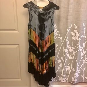 Swim Cover-up Tie Dye Embroidered Midi Dress OS